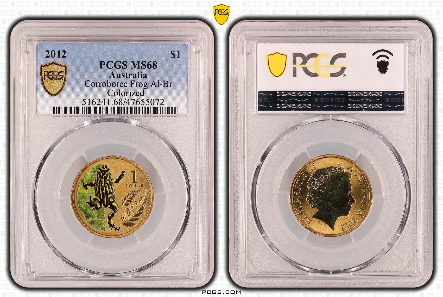 Elizabeth II, Corroboree Frog Al-Bronze, One Dollar, 2012, PCGS MS68
