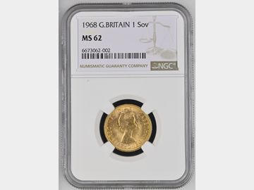 1968 ELIZABETH II PRE-DECIMAL GOLD SOVEREIGN MS62