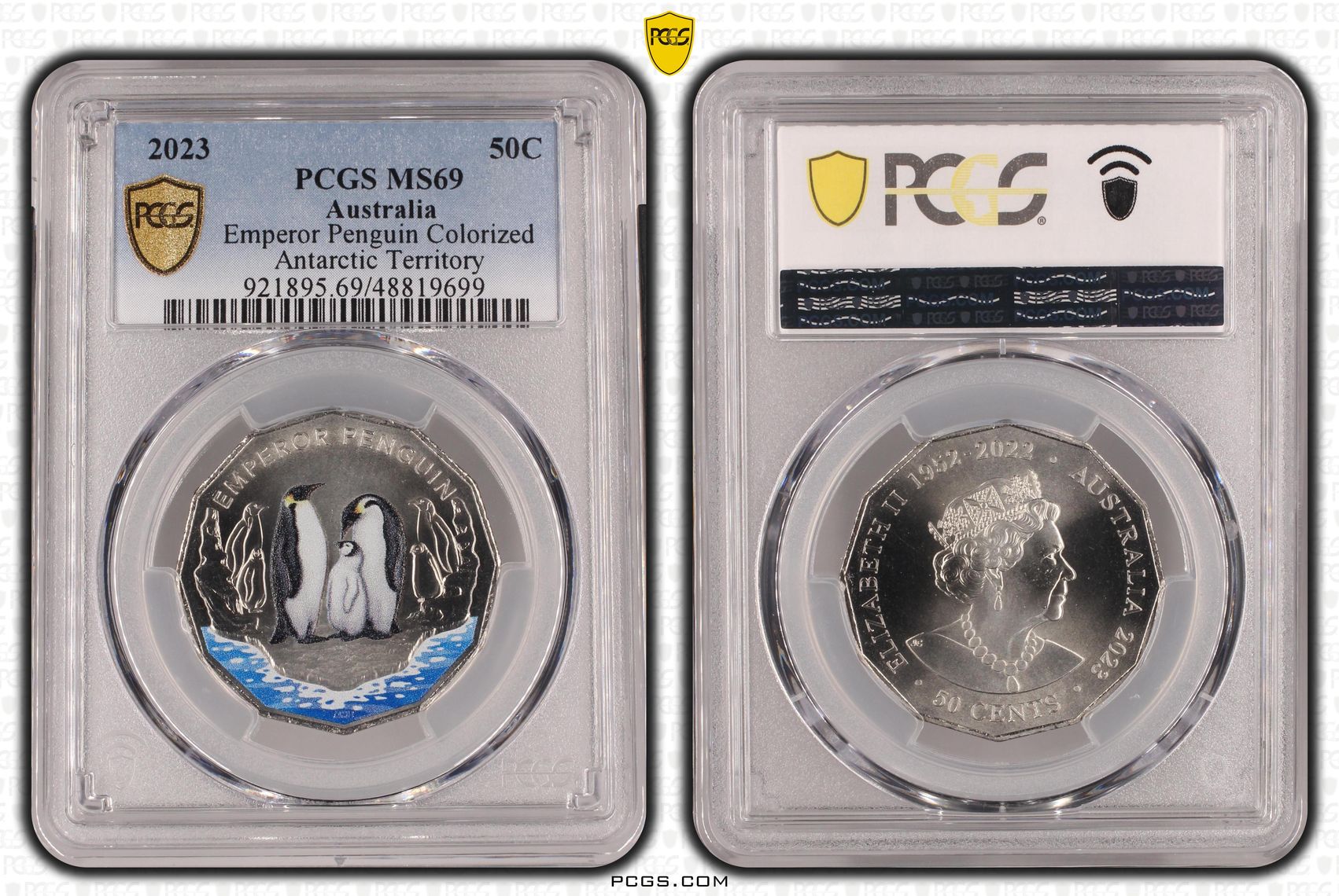 417 · Emperor Penguin Colorized, Fifty Cent, 2023, PCGS MS69