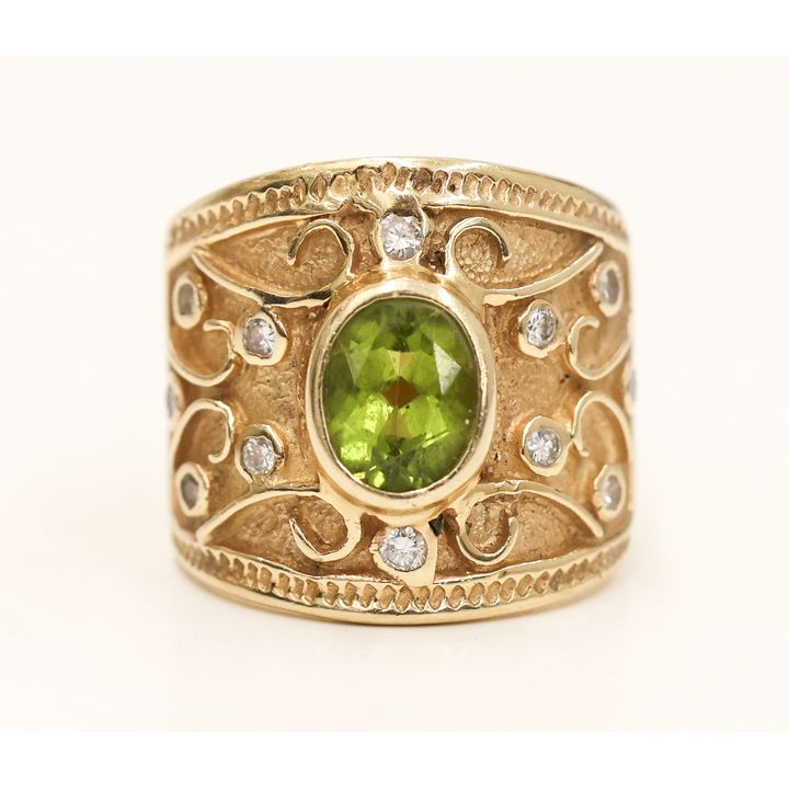 Ladies 14k Peridot and Diamond Ring