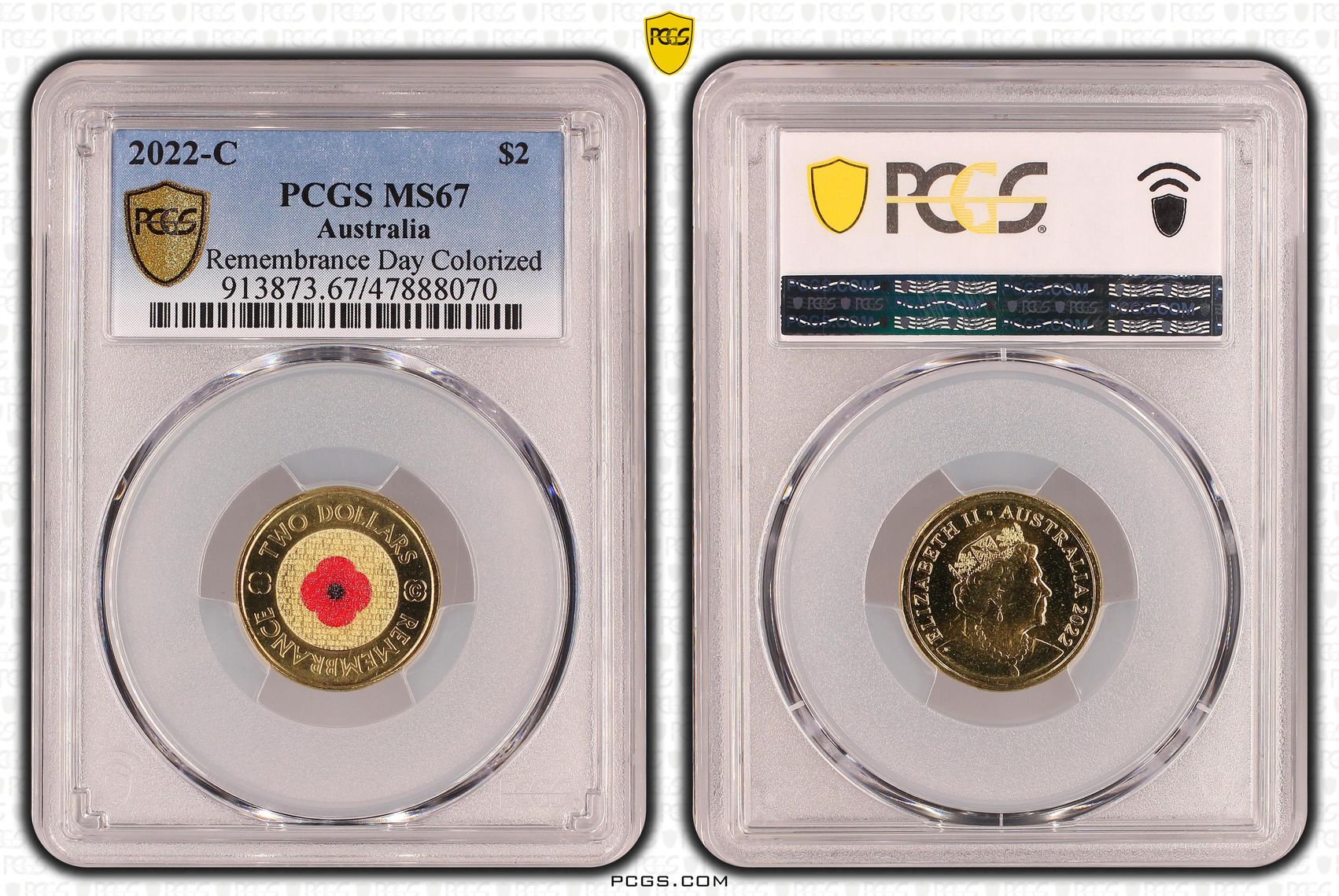 Remembrance Day Colorized, Two Dollar, 2022-C, PCGS MS67