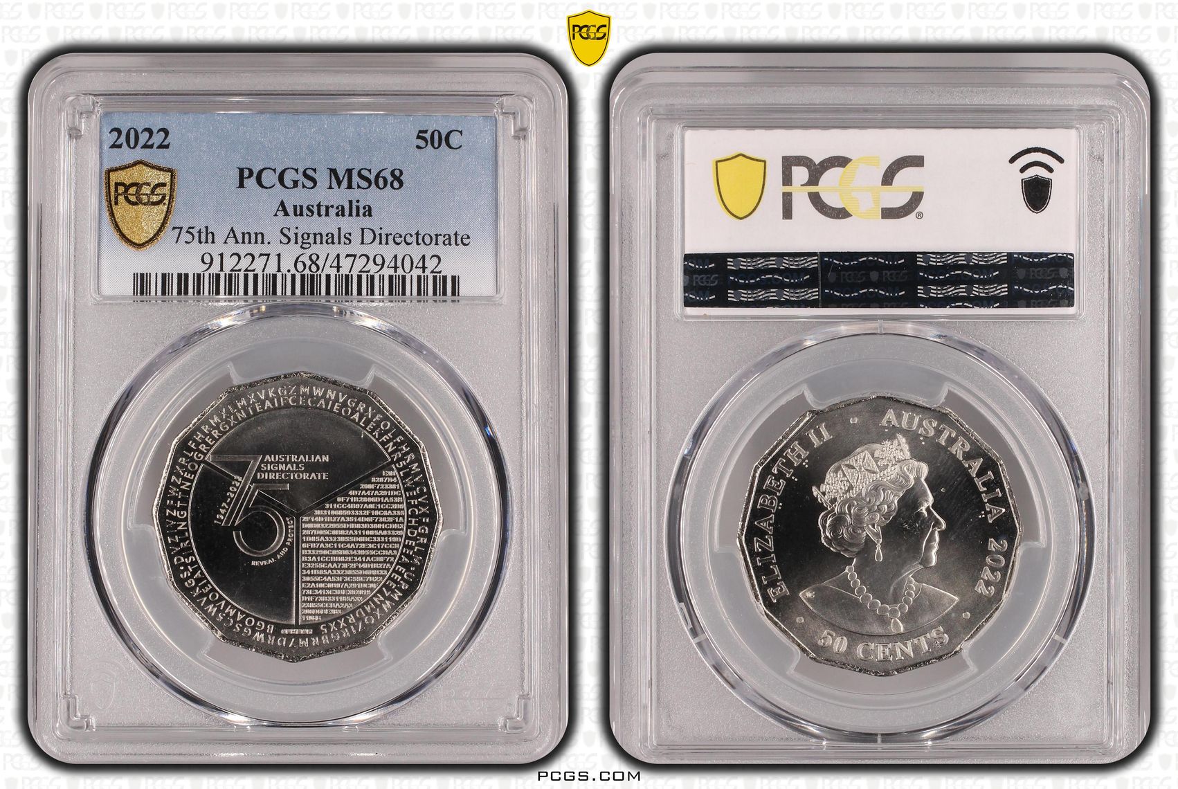 75th Ann. Signals Directorate, Fifty Cent, 2022, PCGS MS 68