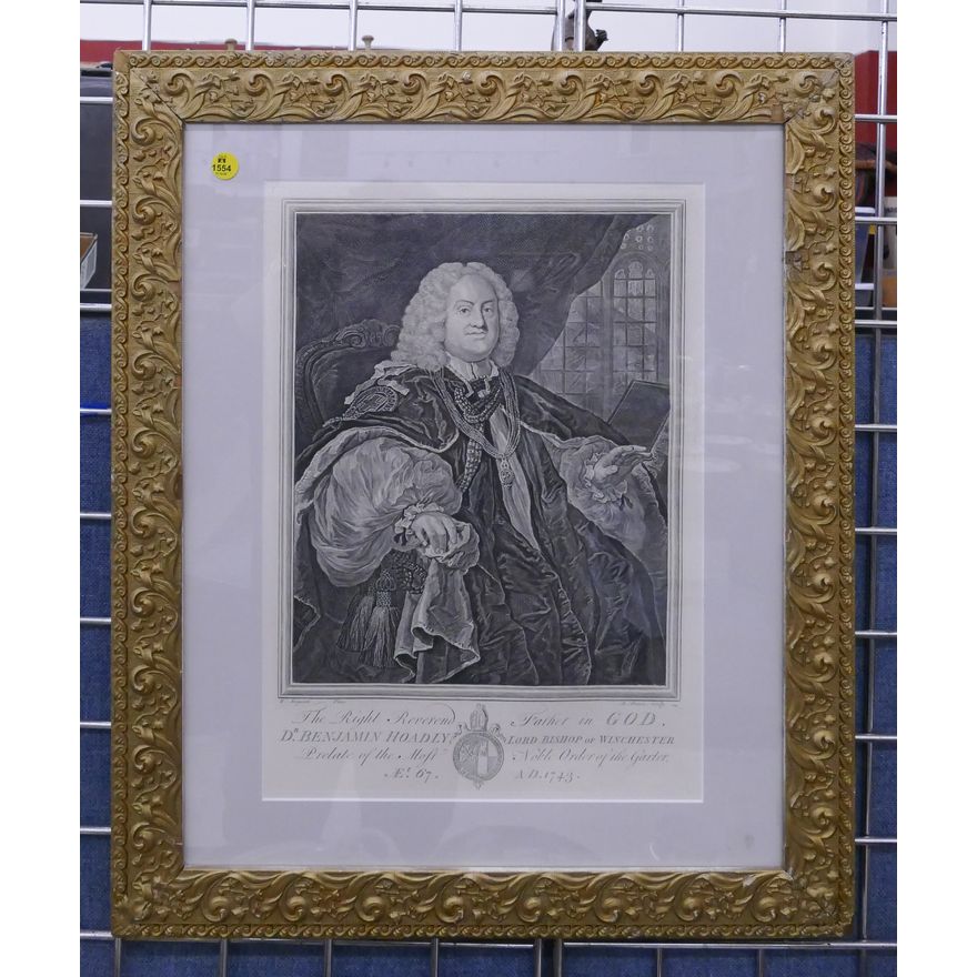 Lord Bishop of Winchester Benjamin Hoadly Engraving Framed- 25x21''