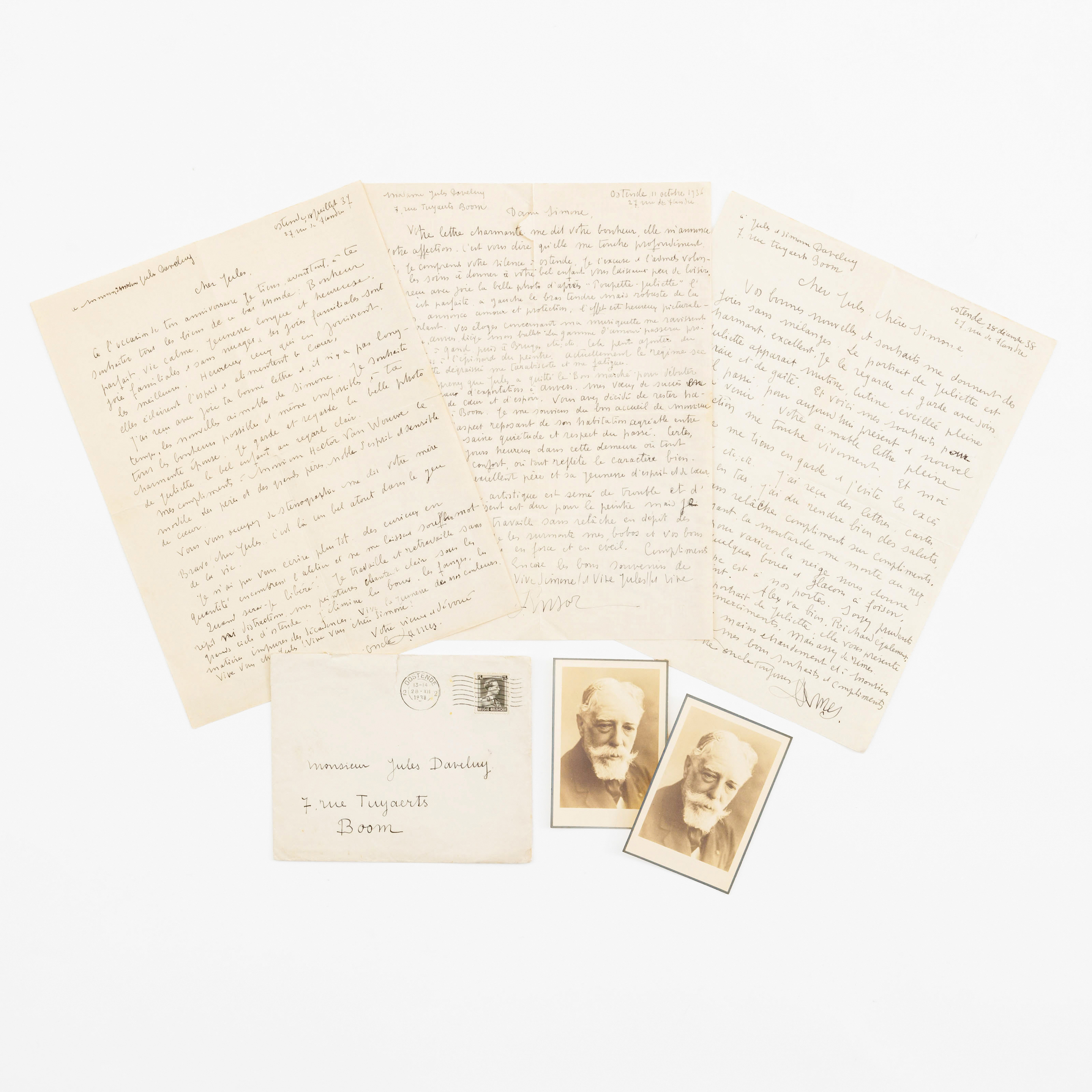James Ensor - Series of three handwritten letters to Jules and Simonne Daveluy – kavel bij Bernaerts, Antwerp