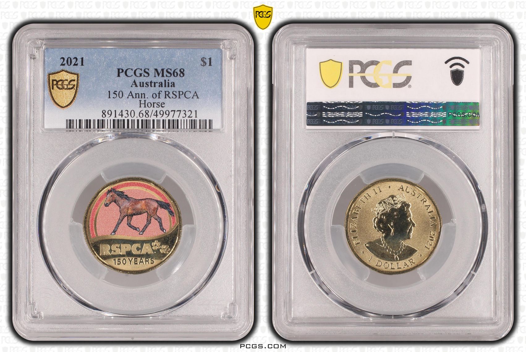 150 Ann. of RSPCA Horse , One Dollar, 2021, PCGS MS68