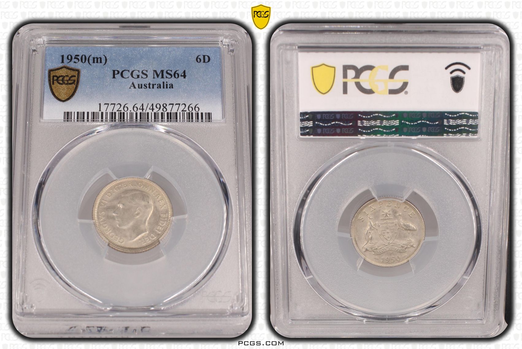 George VI, , Sixpence, 1950(m), PCGS MS64