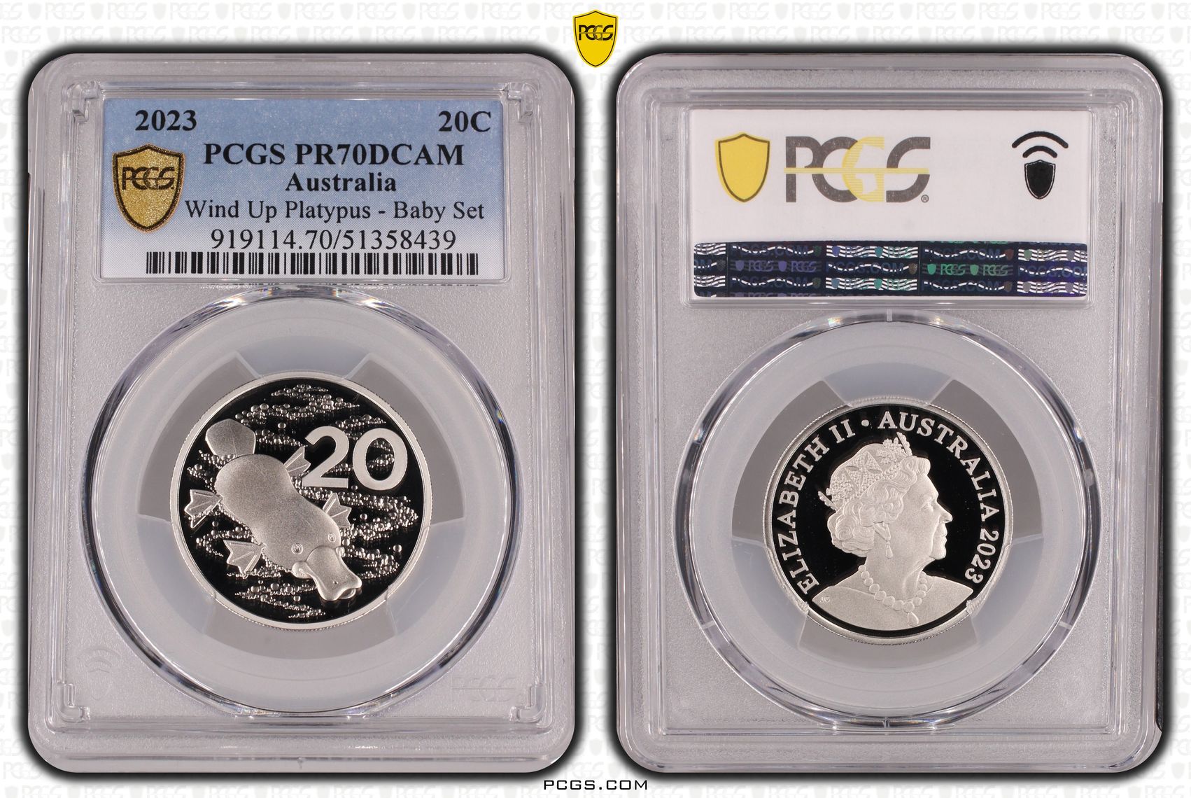 Wind Up Platypus - Baby Set, Twenty Cent, 2023, PCGS PR70DCAM
