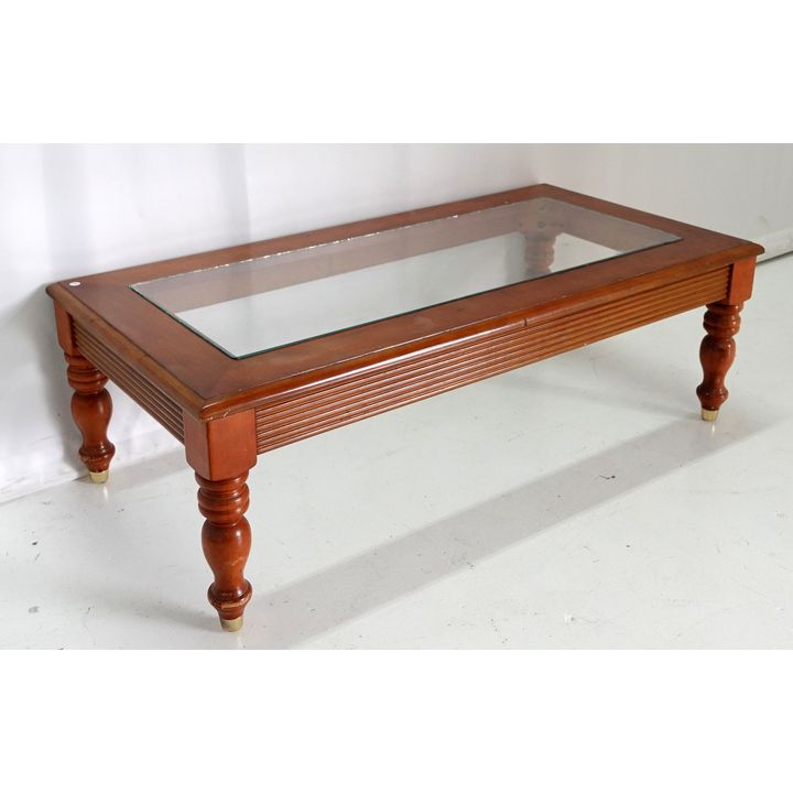 GLASS-TOP COFFEE TABLE