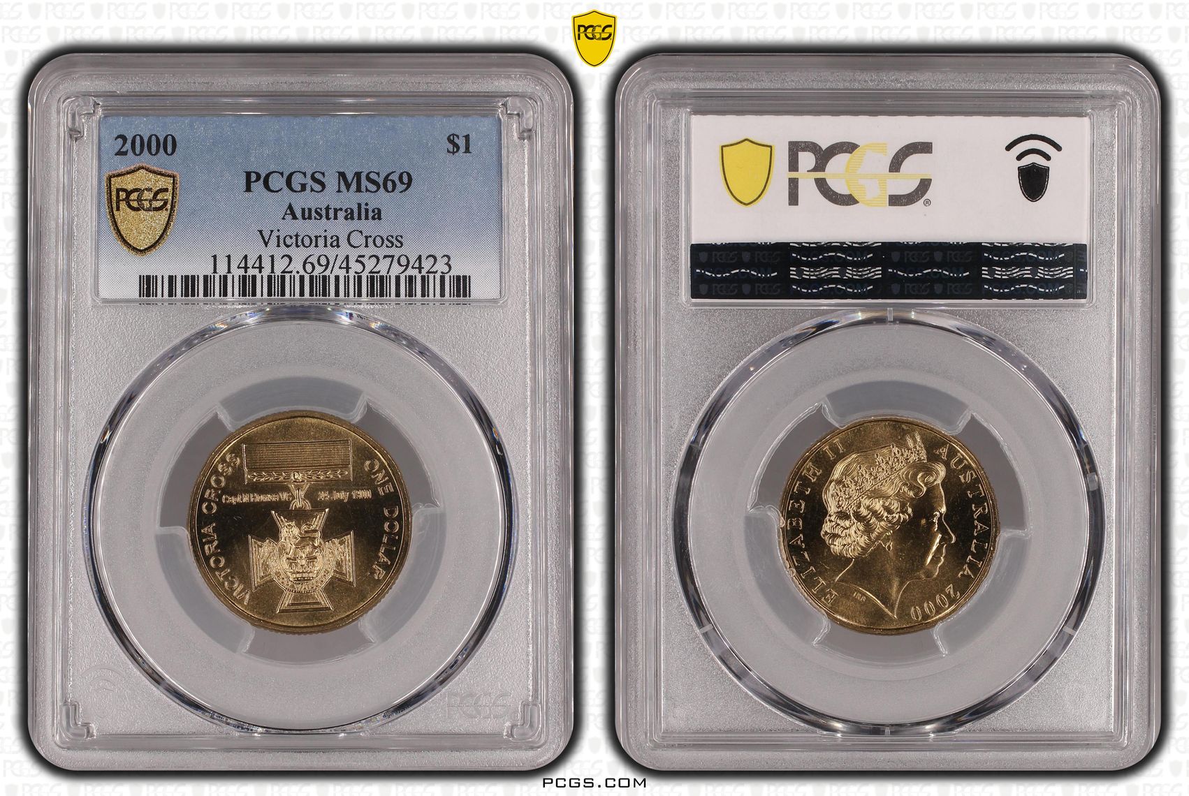 2000 Australia One Dollar, $1 Victoria Cross PCGS - MS69 POP 16/0 -423
