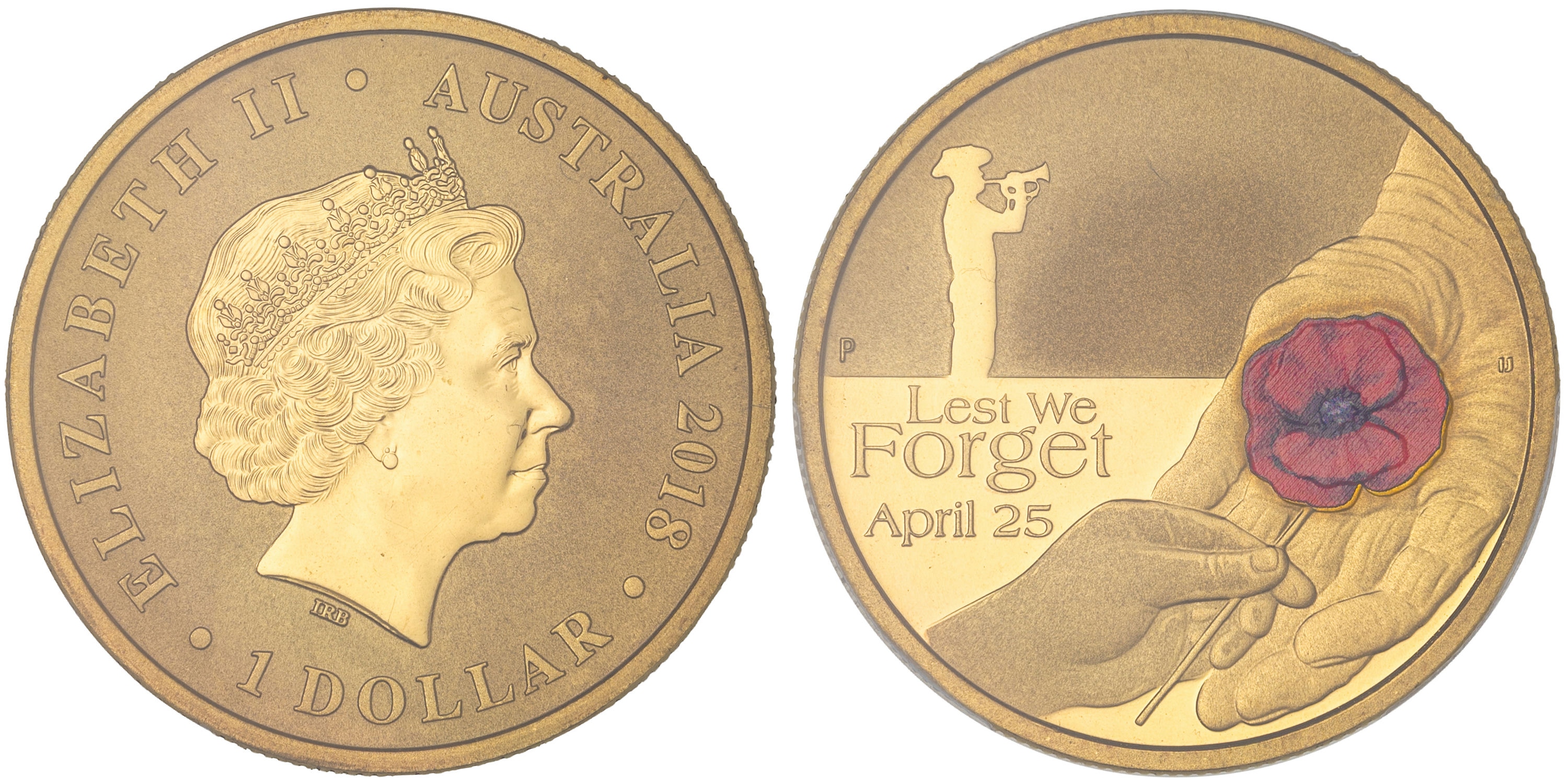 Elizabeth II, ANZAC - Lest We Forget Red Poppy, One Dollar, 2018, PCGS MS68
