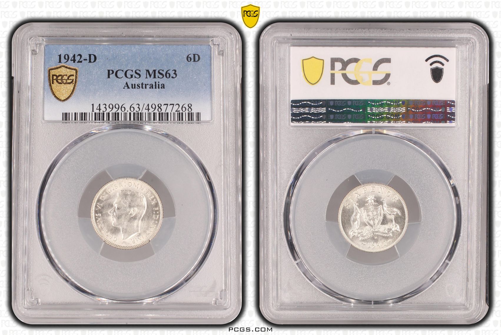 George VI, , Sixpence, 1942-D, PCGS MS63