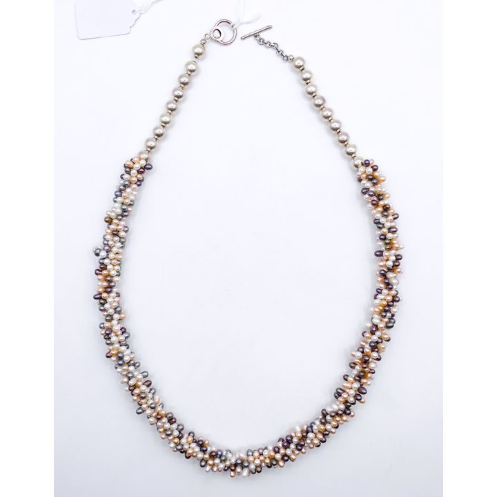 Multi-Colored Pearl Cluster Necklace 26''