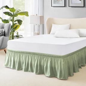FreshCulture Full Bed Skirt, 15-Inch Tailored Drop, Hotel Quality Dust Ruffle for Full Size Bed, Bed Skirt Full Size (Light Grey)