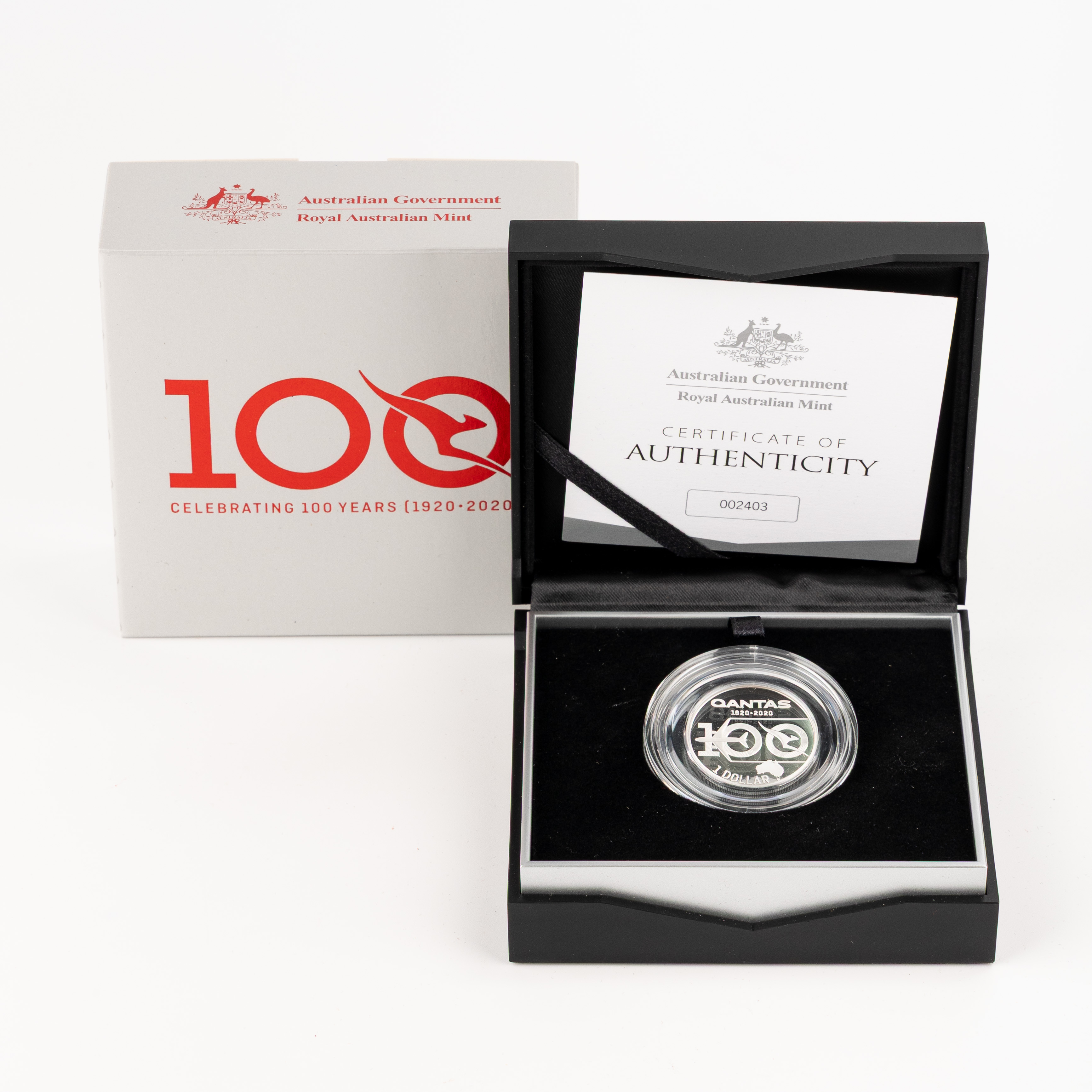 95 · Qantas Centenary Silver Proof Coin, One Dollar, 2020