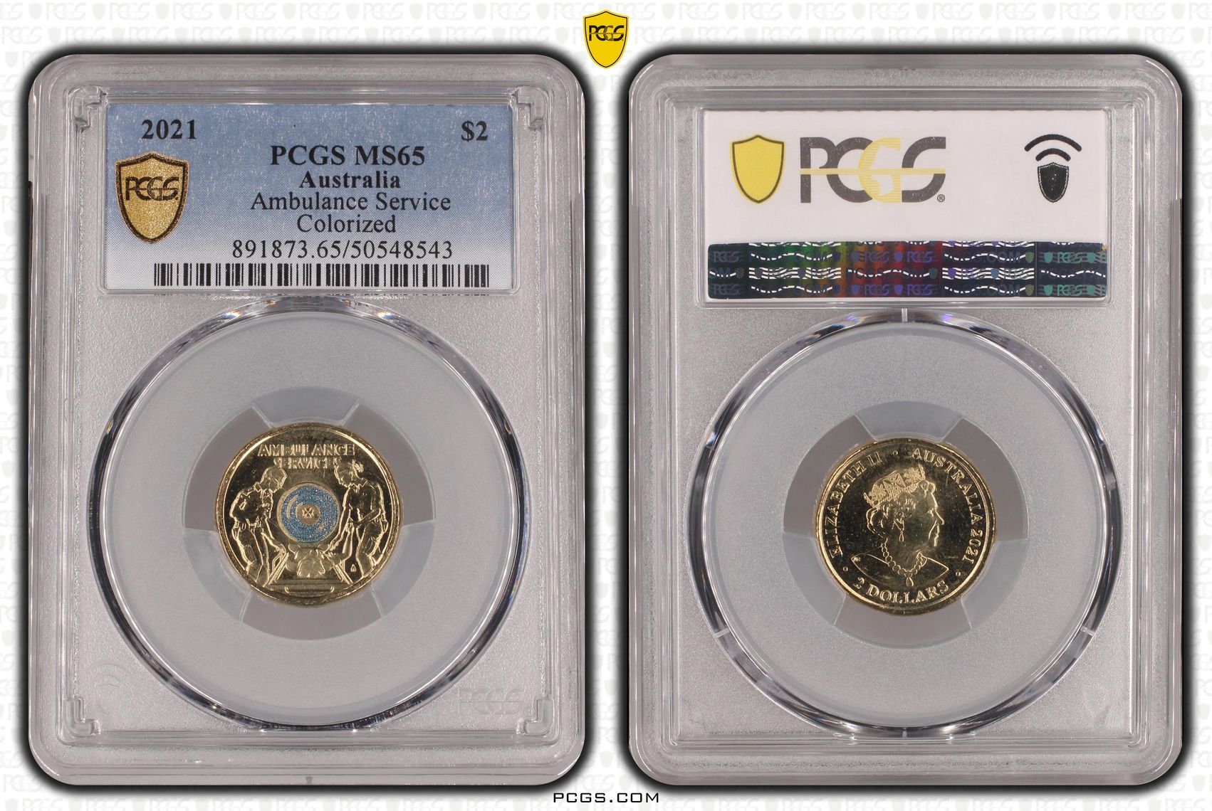 Ambulance Service Colorized, Two Dollar, 2021, PCGS MS65