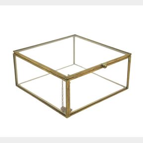 GLASS AND GOLD SQUARE JEWELRY BOX - 51221/4241