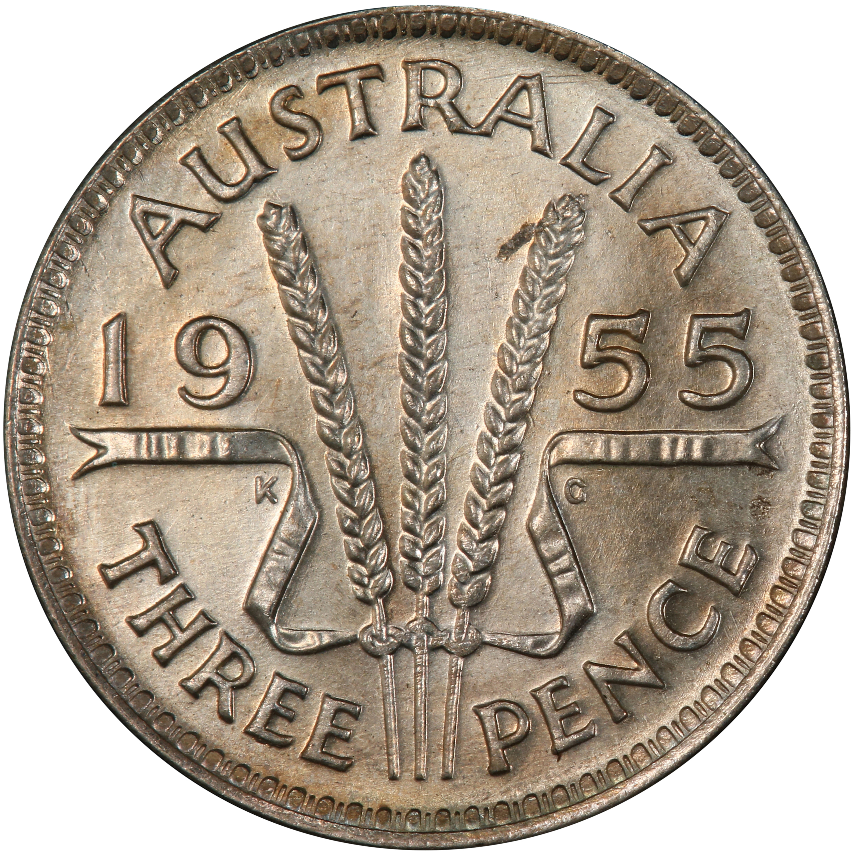 Elizabeth II, Threepence, 1955, MS 66