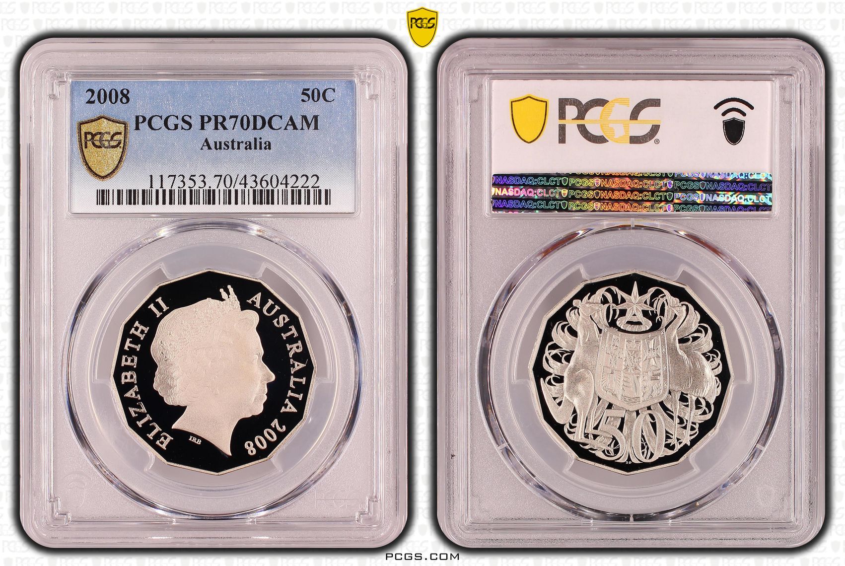 2008 Australian Fifty Cent, 50c Proof PCGS - PR70DCAM POP 36/0 -222