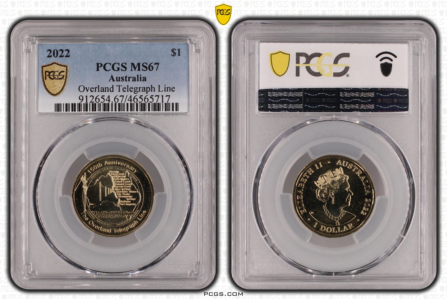 312 · Overland Telegraph Line, One Dollar, 2022, PCGS MS67