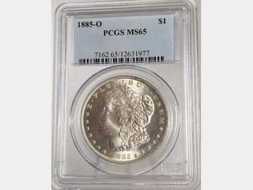 1885 USA NEW ORLEANS SILVER MORGAN DOLLAR MS65