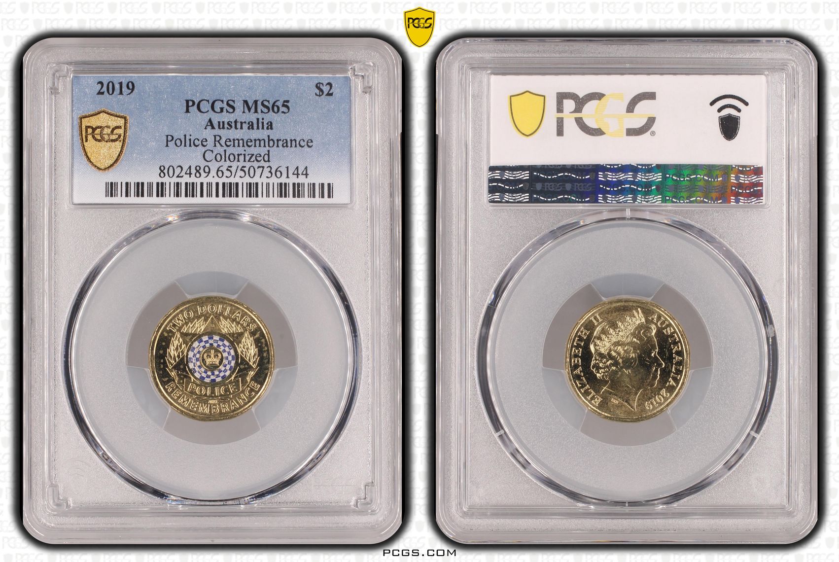 Police Remembrance Colorized , Two Dollar, 2019, PCGS MS65