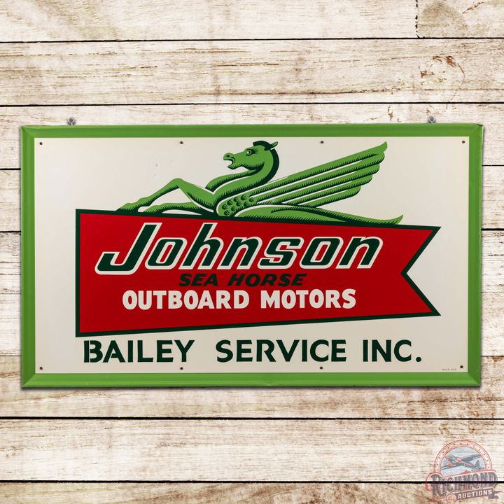 Rare Johnson Sea Horse Outboard Motors Single Sided Tin Sign w/ Logo