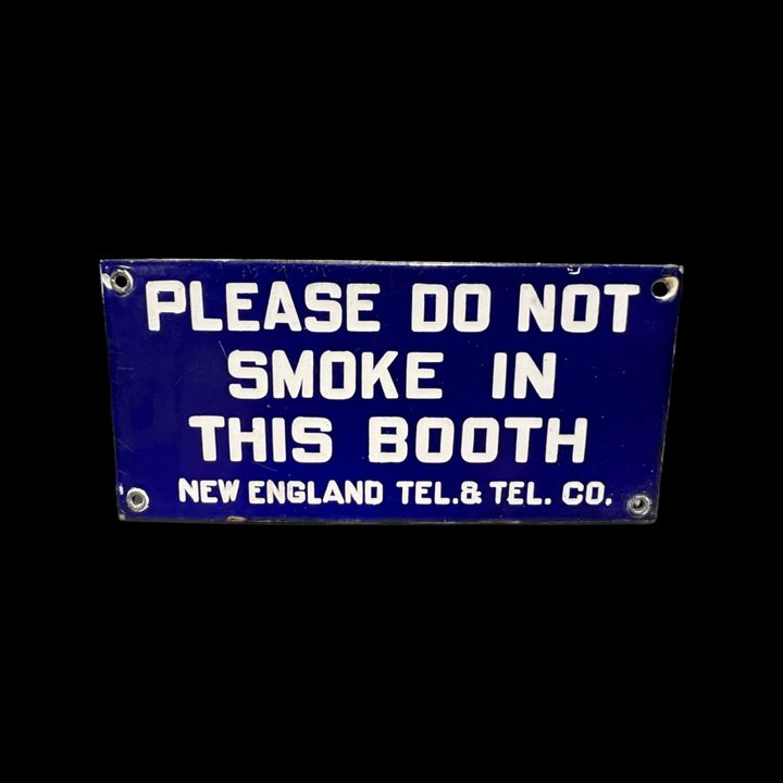 Please Do Not Smoke In This Booth Telephone Company Porcelain Sign