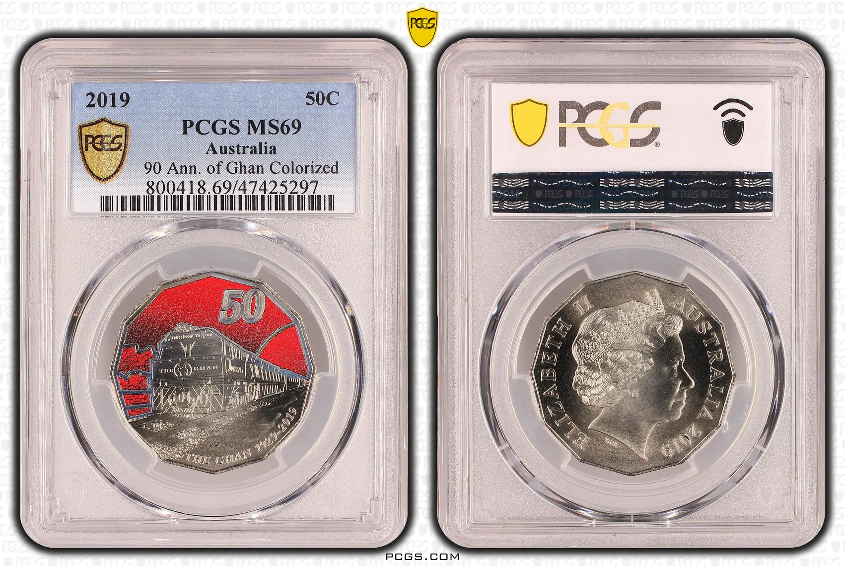 Elizabeth II, 90 Ann. of Ghan Colorized, Fifty Cent, 2019, PCGS MS69
