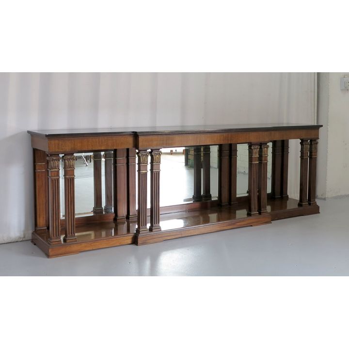 MASSIVE MARBLE TOPPED MAHOGANY TWO-TIER SERVER