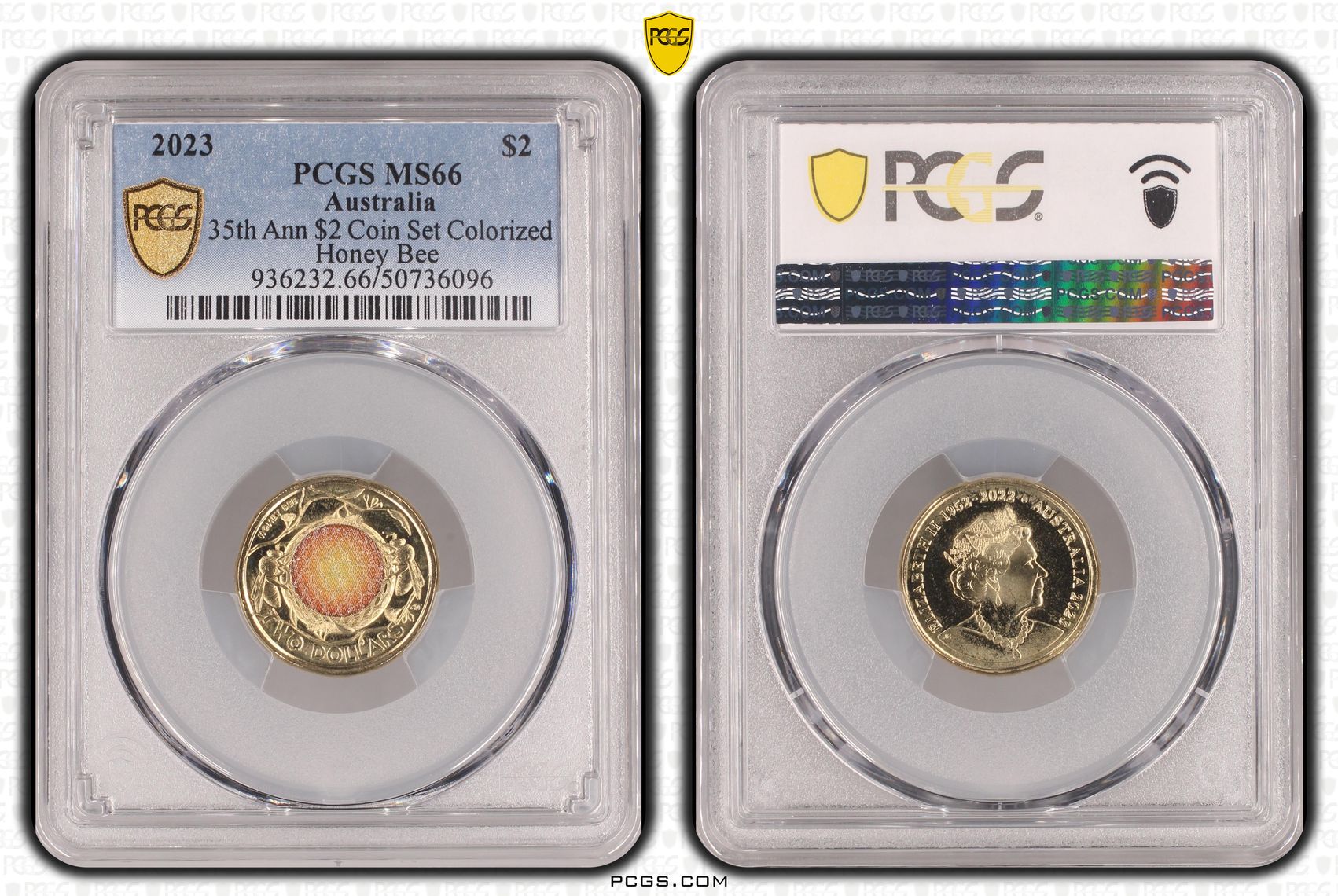 35th Ann $2 Coin Set Colorized Honey Bee , Two Dollar, 2023, PCGS MS66