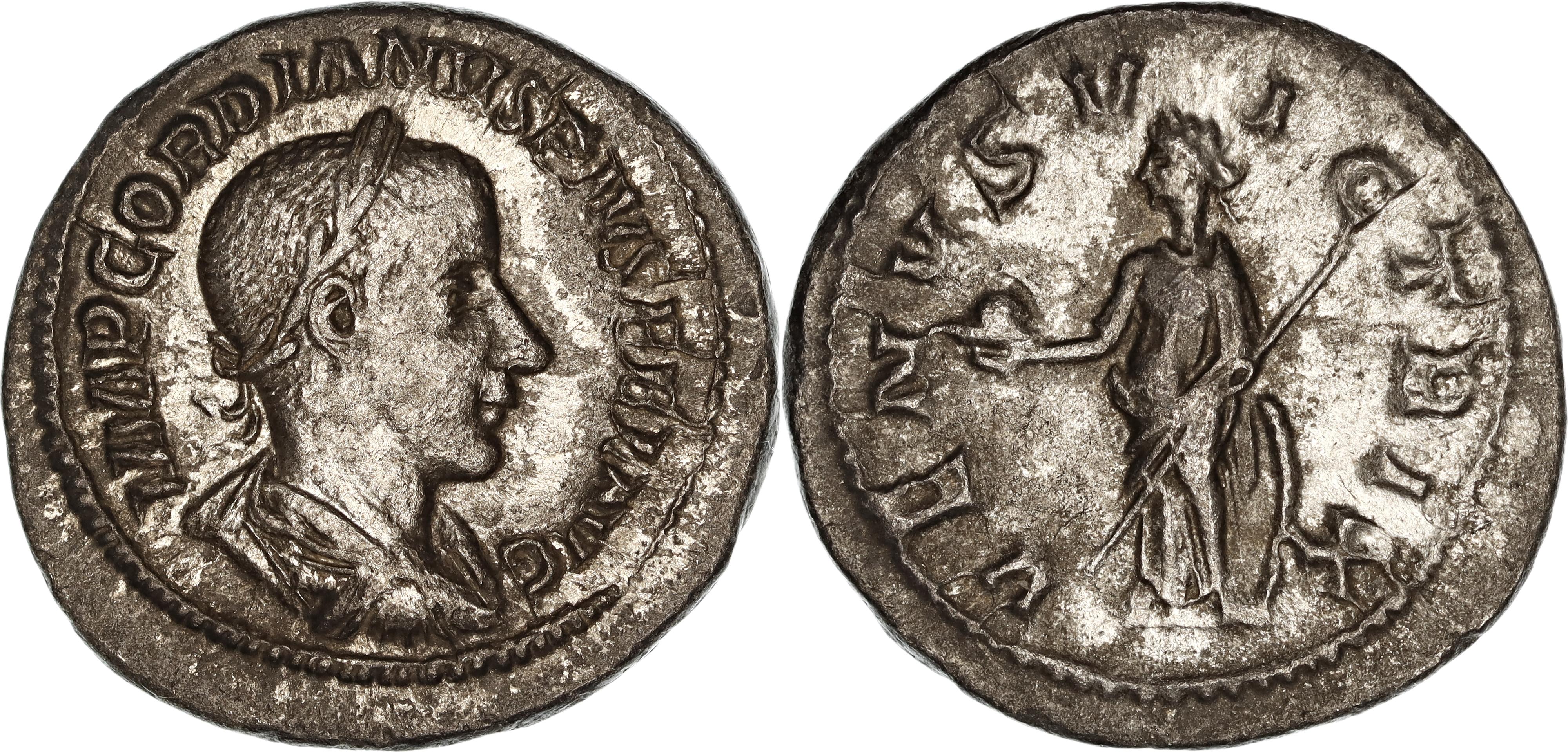 Roman Empire, Gordian III, Silver Denarius, 240 AD, VF
