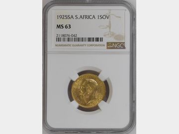 1925 GEORGE V SOUTH AFRICA GOLD SOVEREIGN MS63