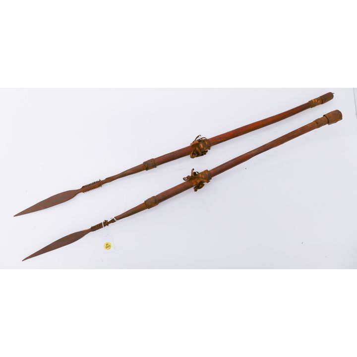 Pair African Leather and Steel Spears- 33'' each