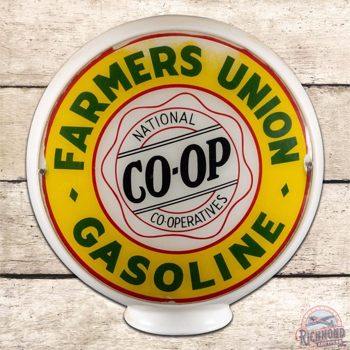 Farmers Union Co-Op Gasoline 13.5" Single Lens w/ Milk Glass Body
