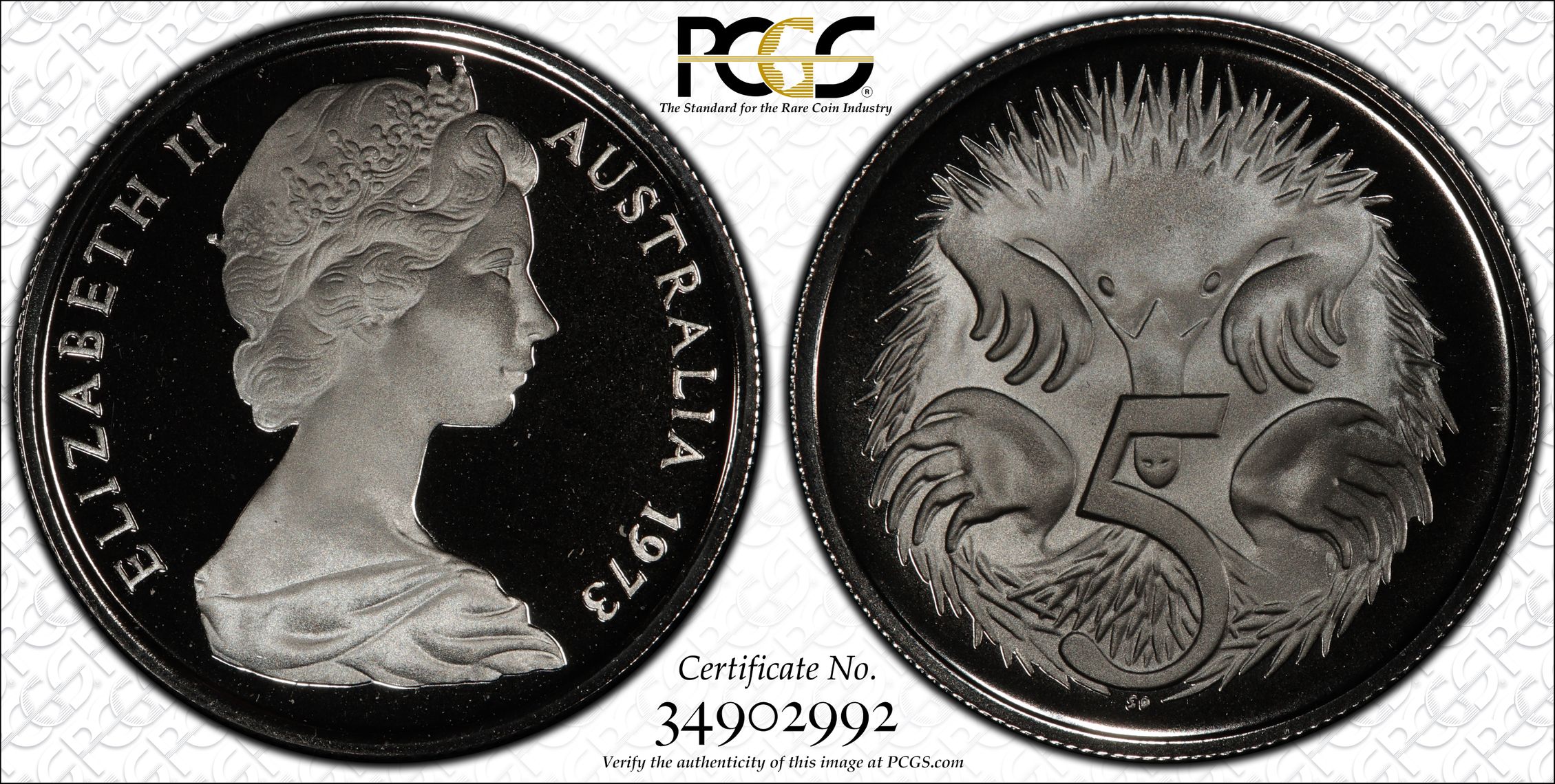 Elizabeth II, Five Cent, 1973, PCGS PR69DCAM