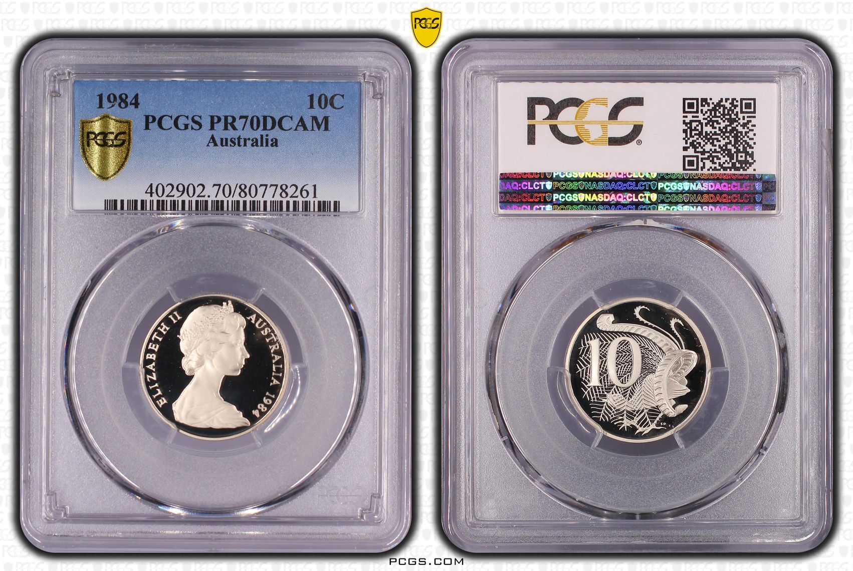 Elizabeth II, Ten Cent, 1984, PCGS PR70DCAM