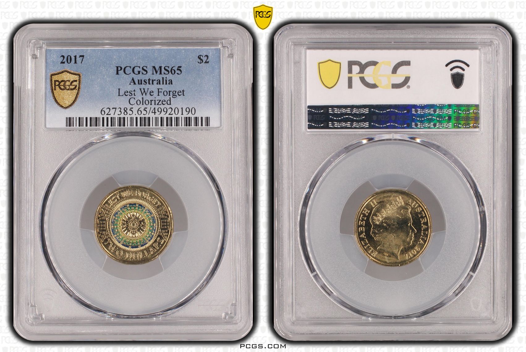 Lest We Forget Colorized, Two Dollar, 2017, PCGS MS65