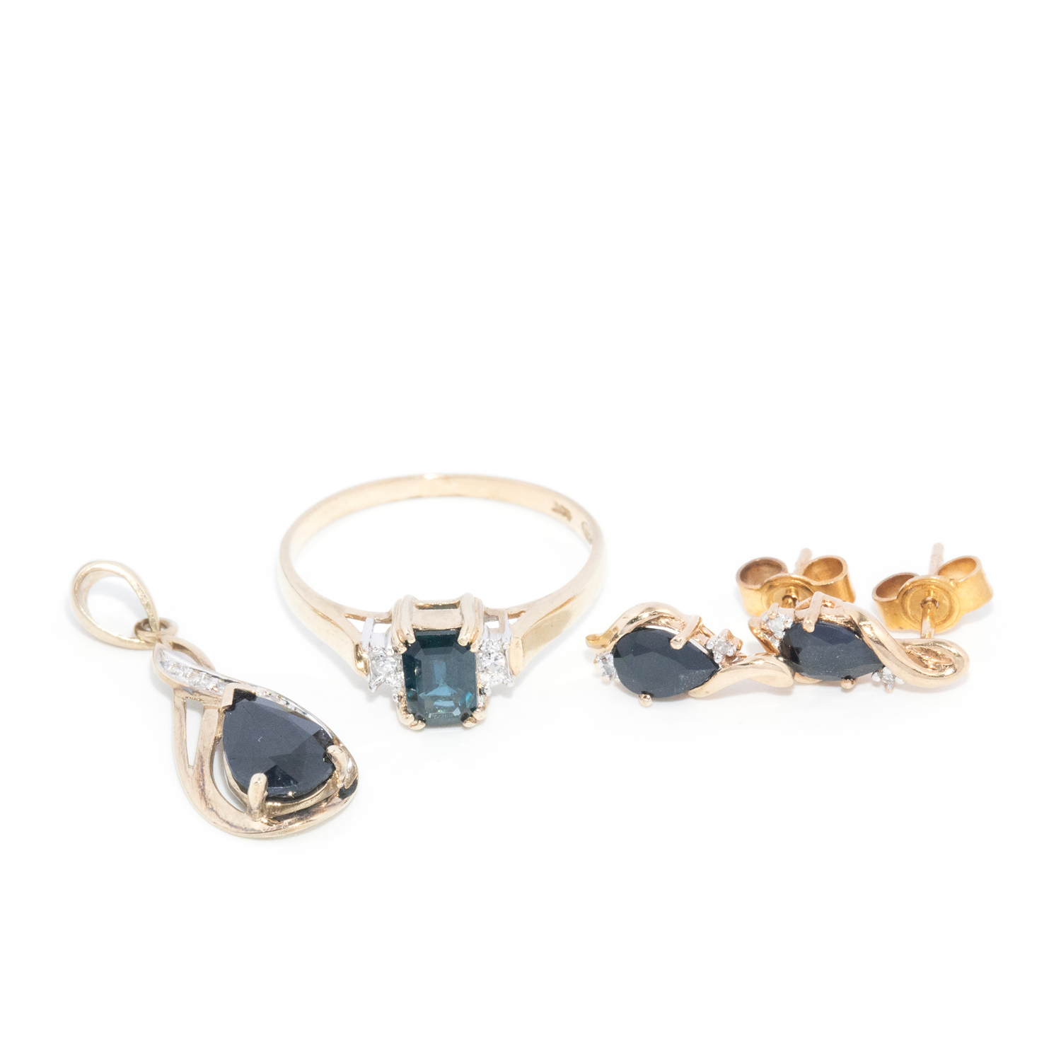 9ct Ring, Pendant and Earrings