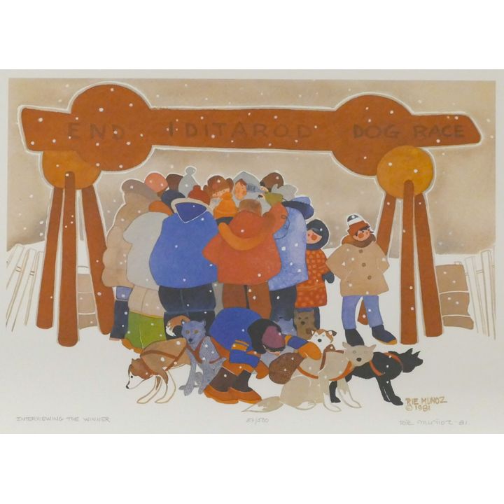 Rie Munoz ''Interviewing The Winner'' 1981 Signed Print 12.5'' x 16.5'' Sheet.