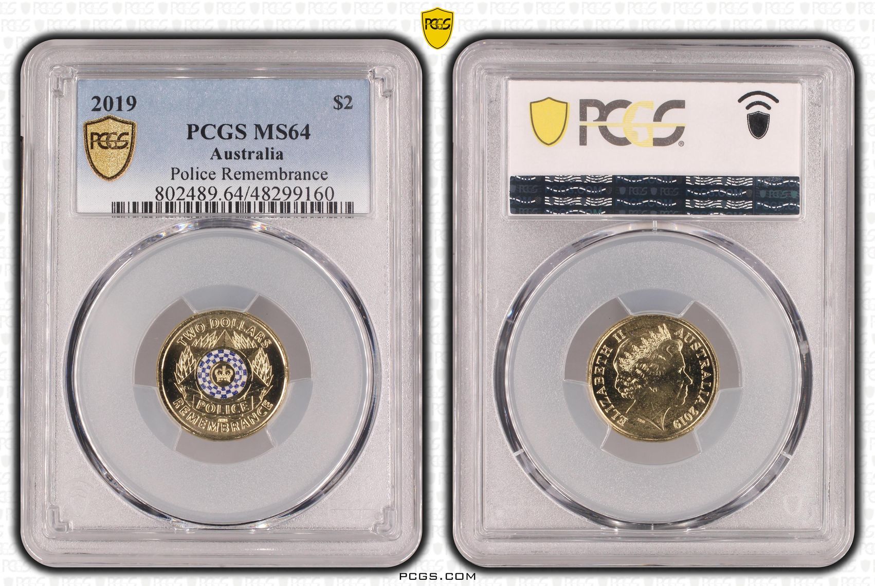 Police Remembrance Colourised, Two Dollar, 2019, PCGS MS64