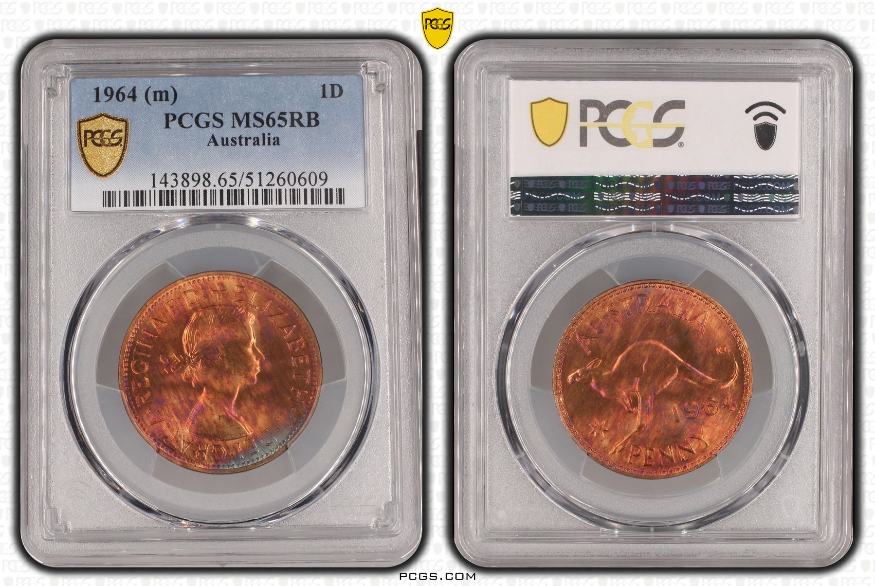 Elizabeth II, One Penny, 1964, PCGS MS65RB