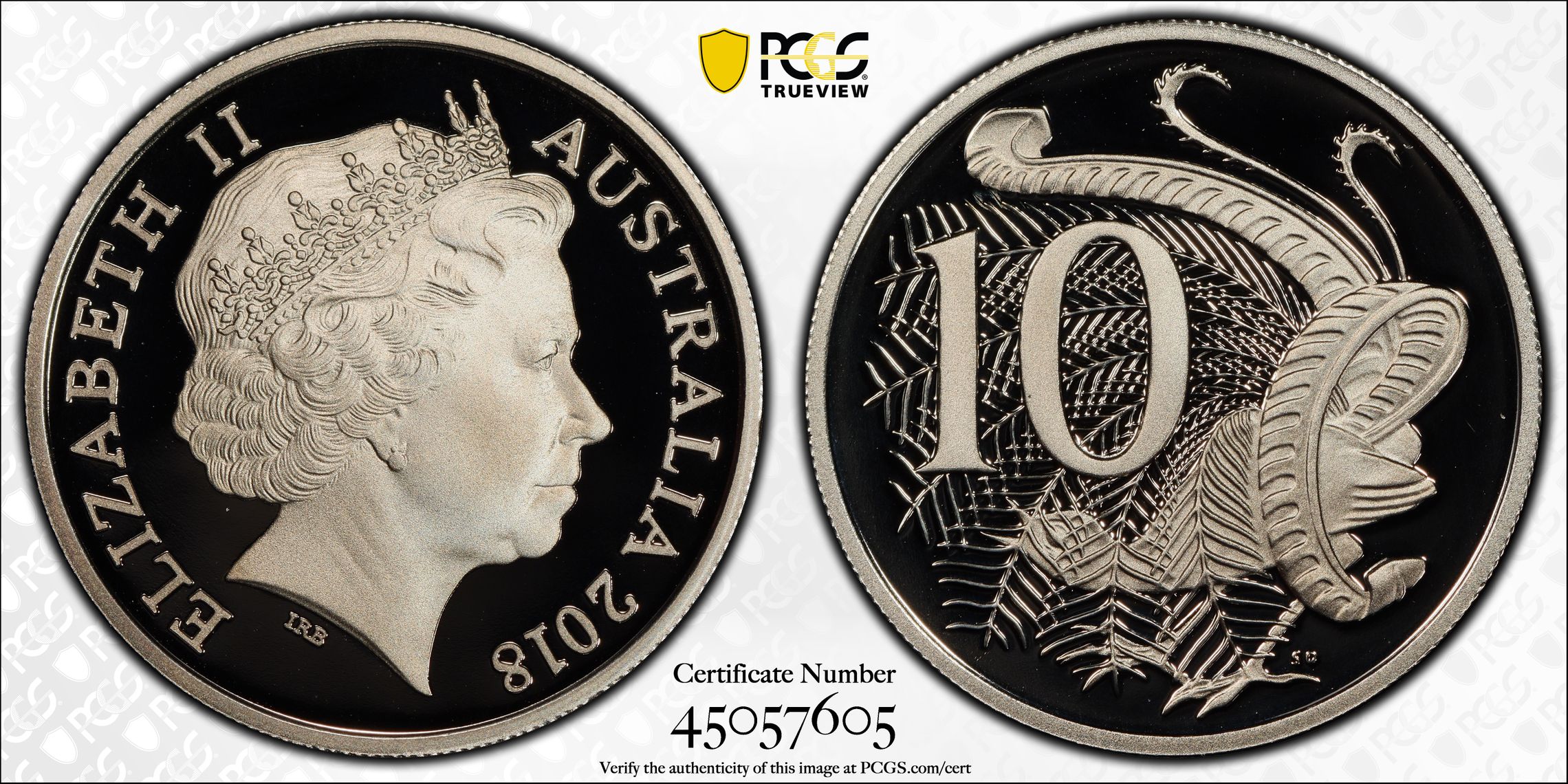 2018 Australia Ten Cent, 10c PCGS - PR70DCAM POP 56/0 -605