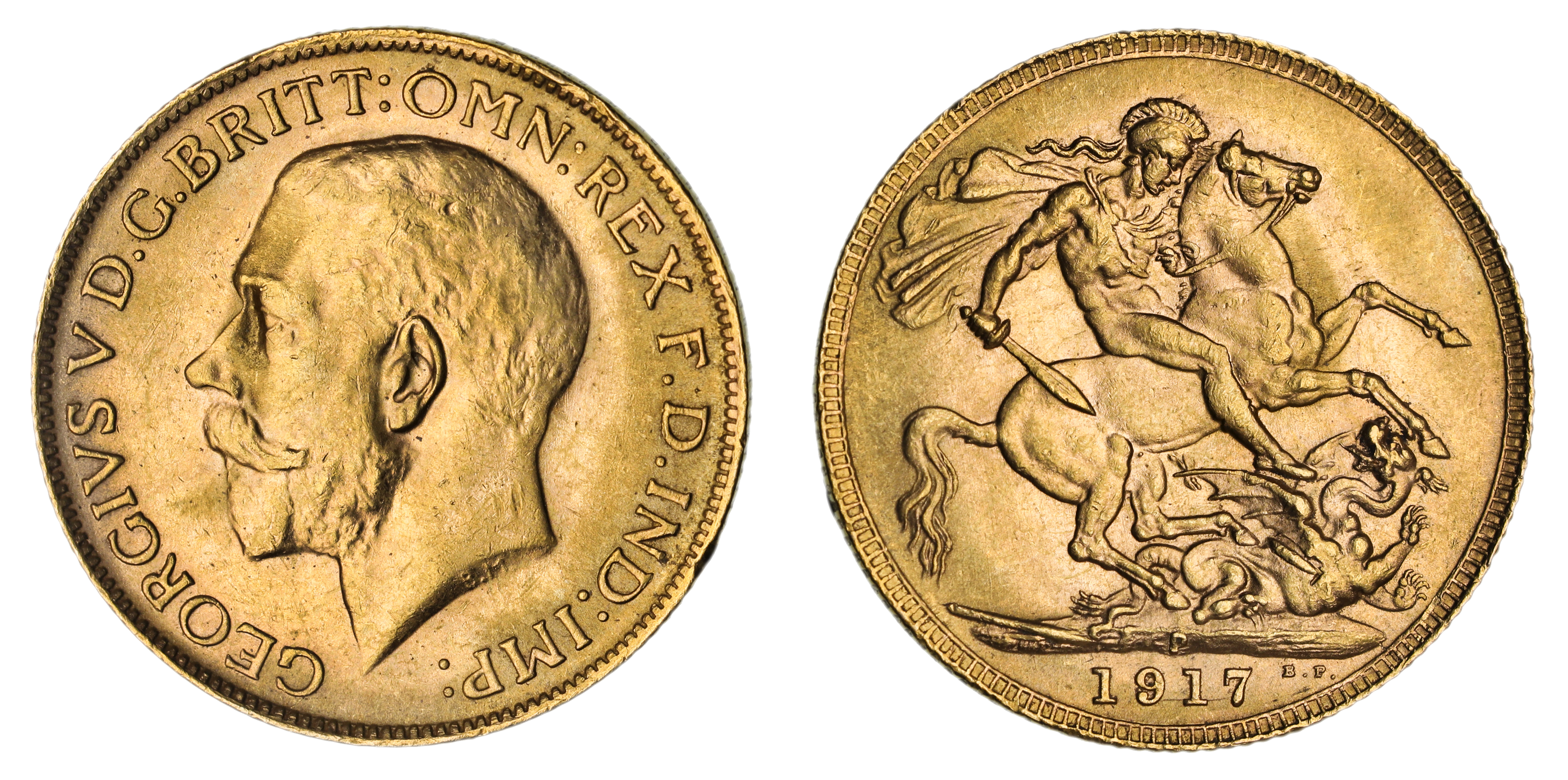 George V, St. George Reverse - Perth Mint, Sovereign, 1917, UNC