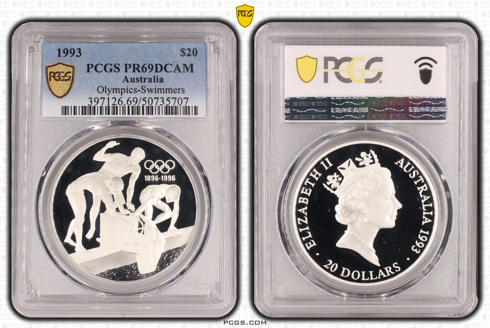 Olympics-Swimmers , Twenty Dollar, 1993, PCGS PR69DCAM