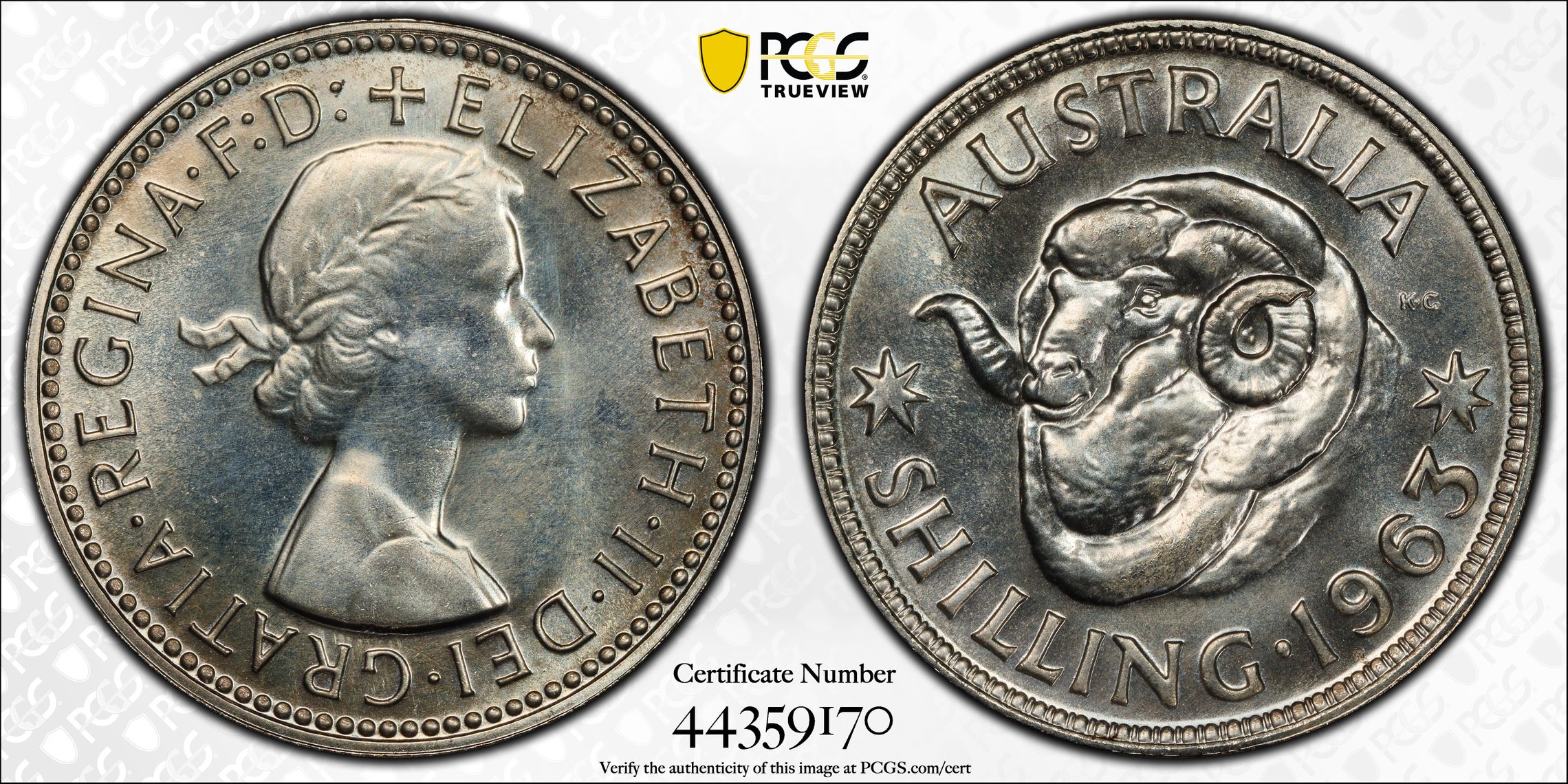 1963(m) Australia Shilling PCGS - PR67 -170