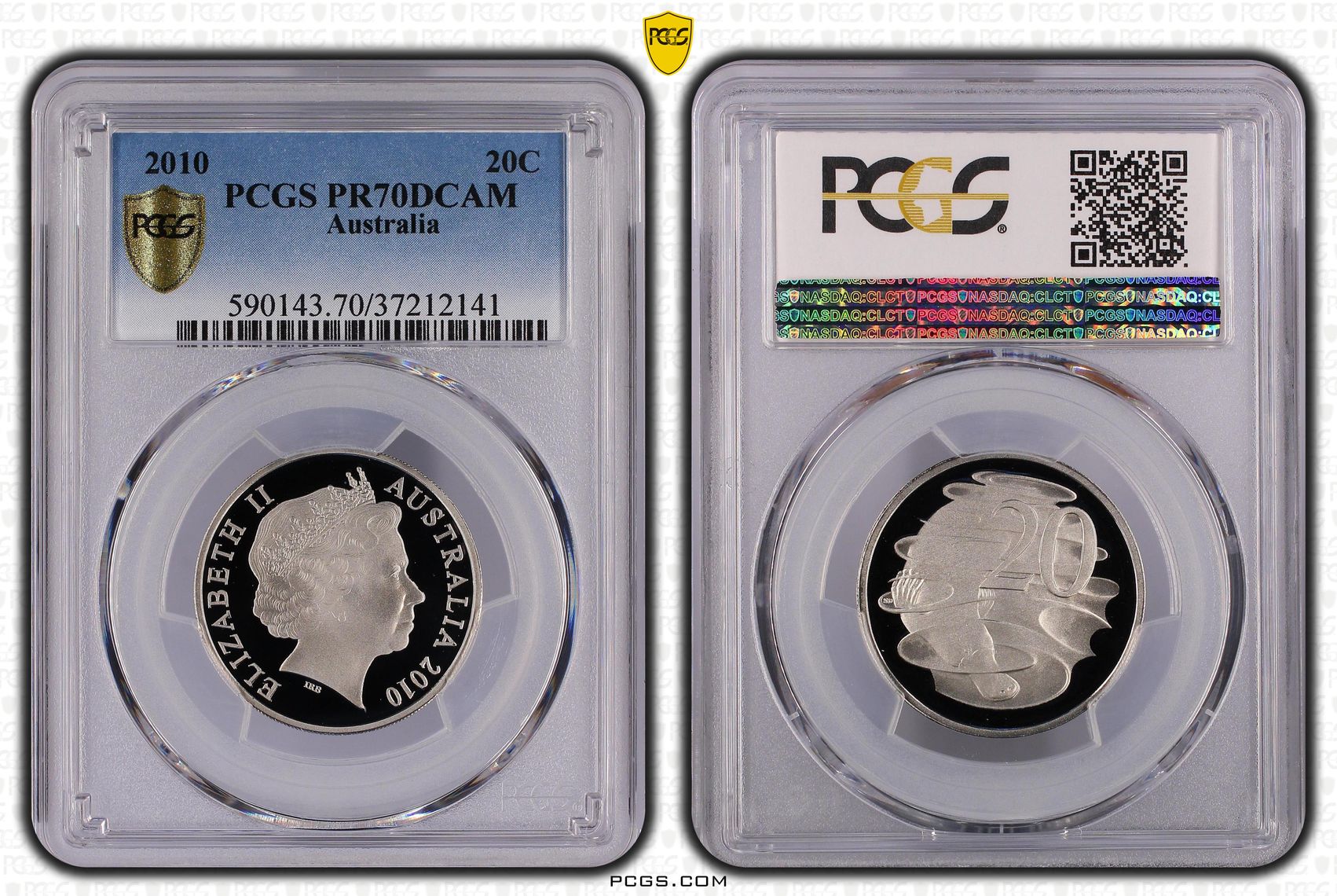 Top pop, Twenty Cent, 2010, PCGS PR70DCAM