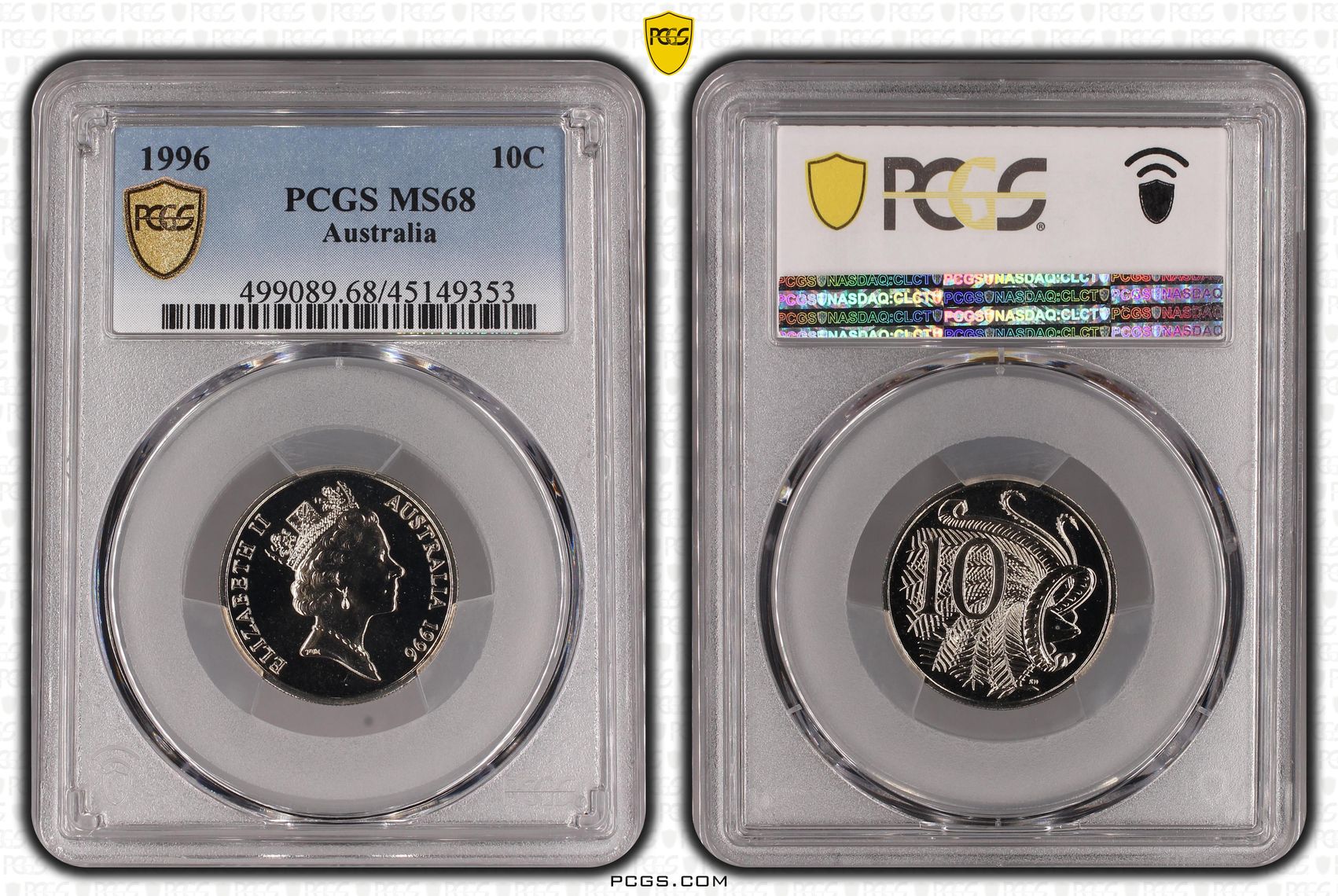 1996 Australia Ten Cent, 10c PCGS - MS68 -353