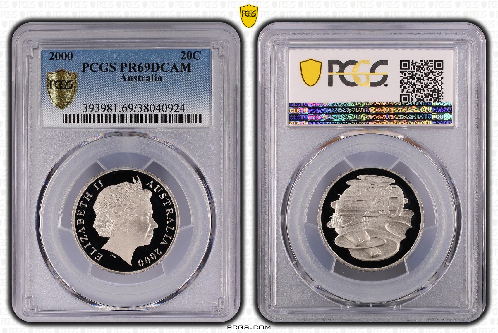 Elizabeth II, Twenty Cent, 2000, PCGS PR69DCAM