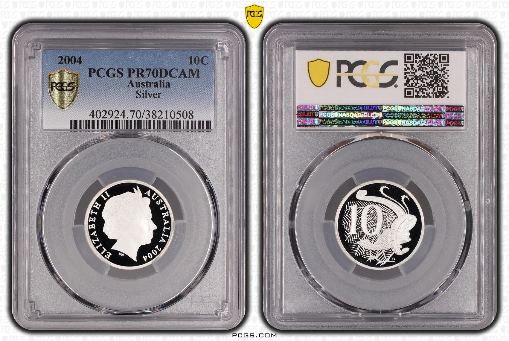 142 · 2004 Australia Ten Cent, 10c Silver  PCGS - PR70DCAM POP 9/0 -508
