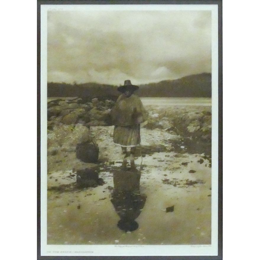 Antique Edward Curtis ''On the Beach - Nakoaktok'' (Plate 339) Large Photogravure